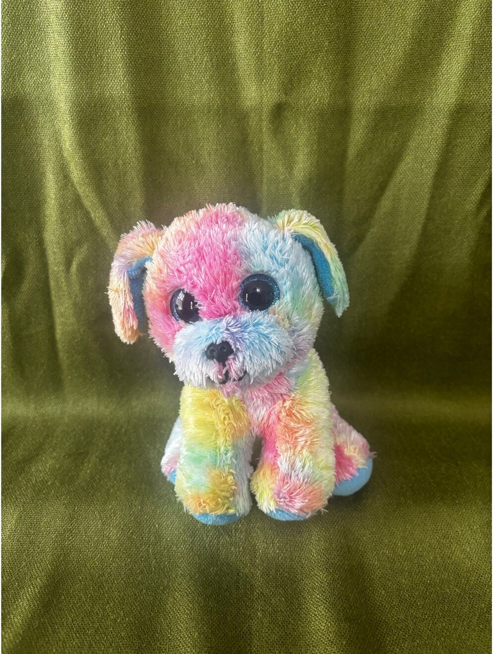 TY Silk Beanie Boo's Max the Rainbow Dog for Autism Awareness, 6 ", pastel